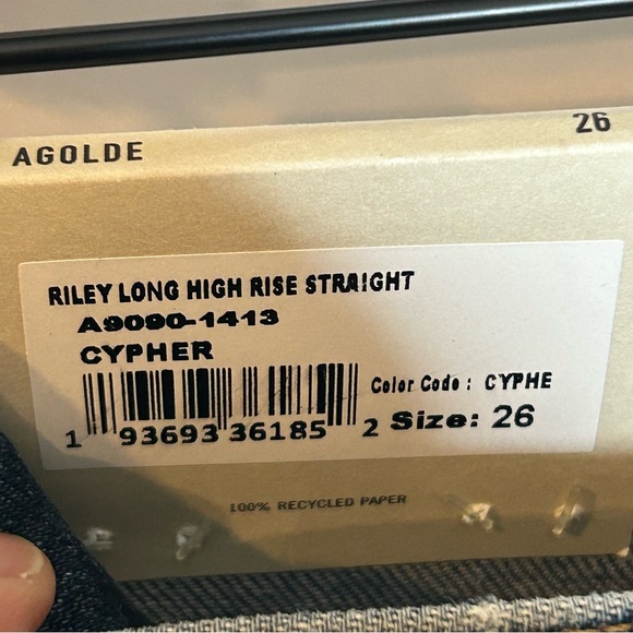 NWT Agolde Riley Long High Rise Straight Jeans Cypher Size 26 - Picture 14 of 14
